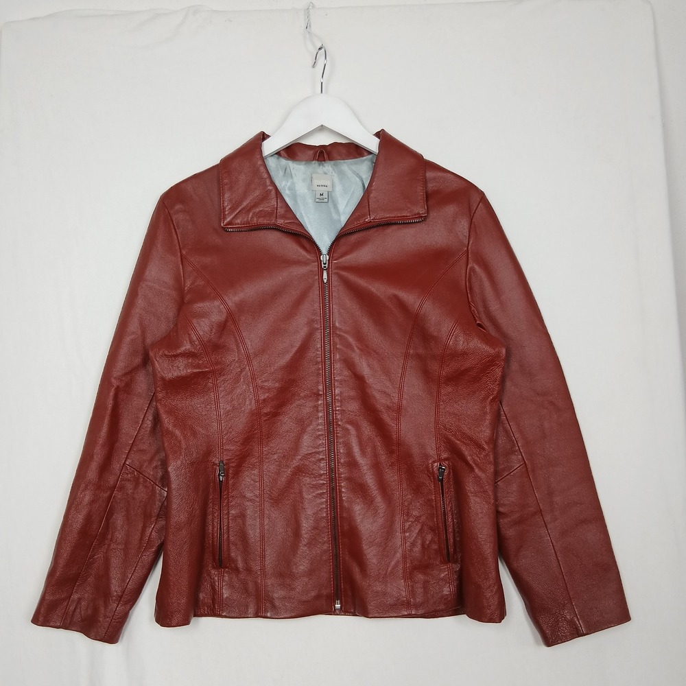 Wilsons Leather Maxima Womens Brick Red Genuine Leather Zip Up Jacket Size M